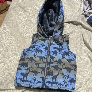Blue Dinosaur Print Hooded Vest